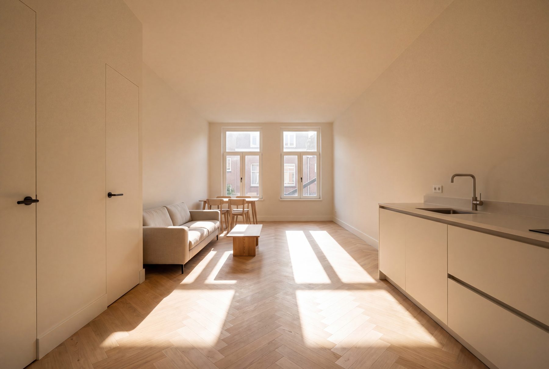 Woonkamer met open keuken — Newtonstraat 286